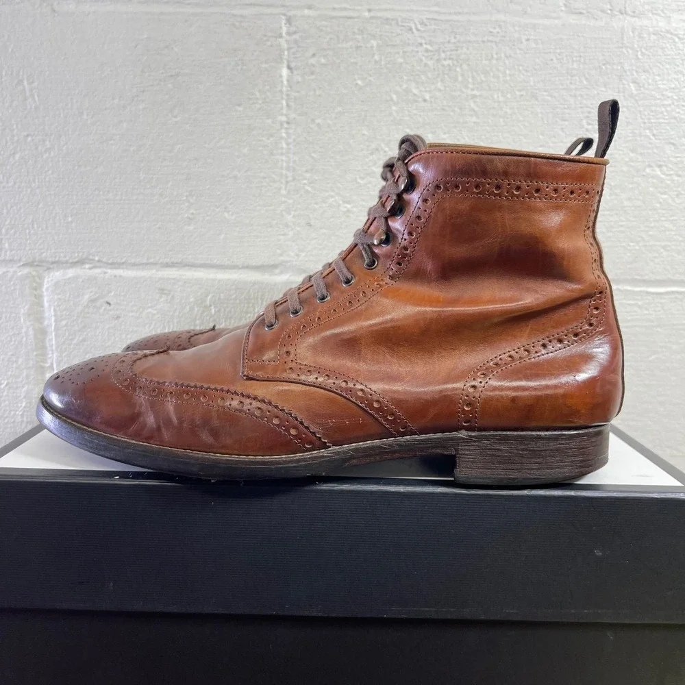 To Boot New York Adam Derrick 79728 Brown Leather Wingtip Boots Lace up Men's 9